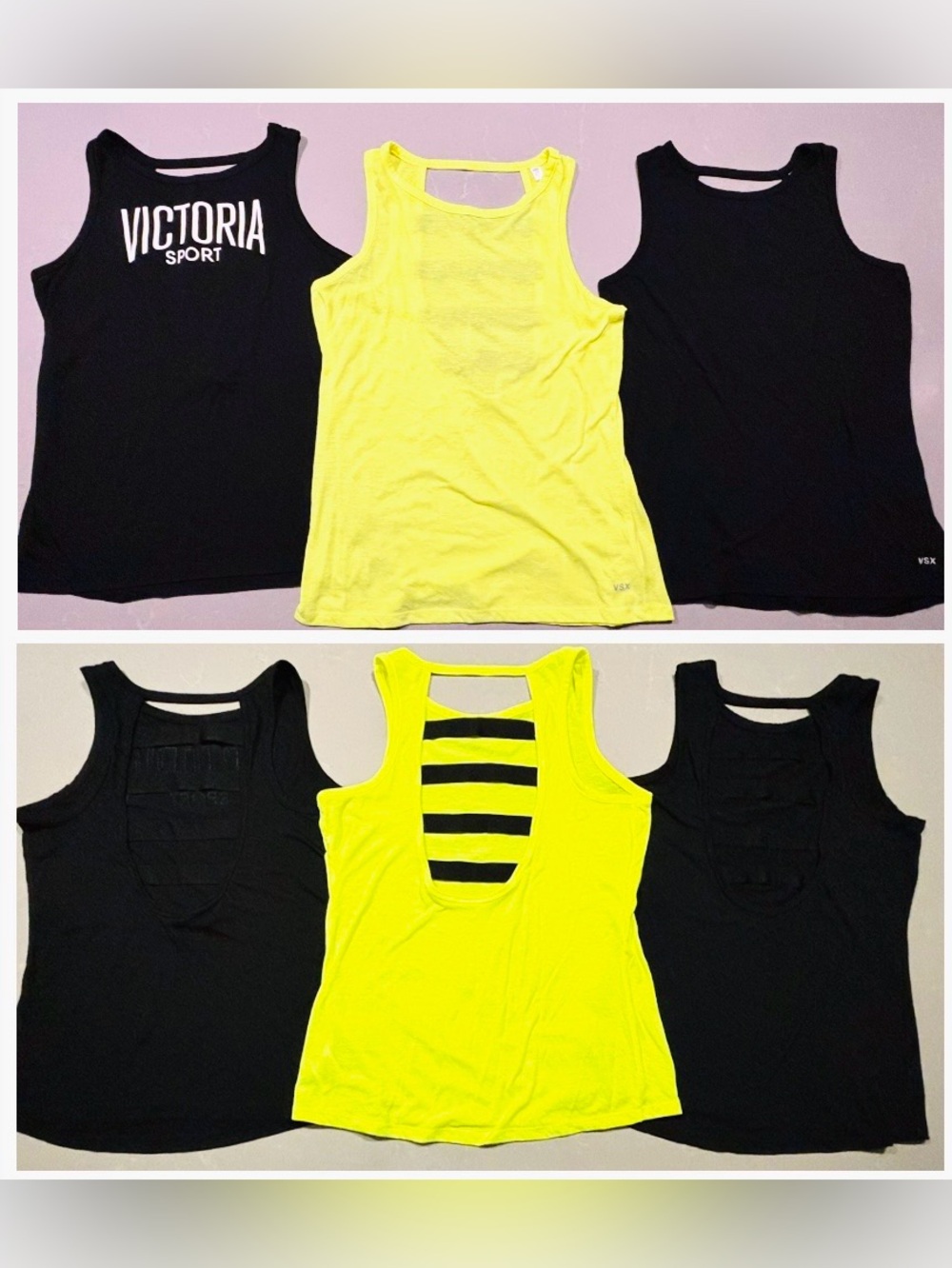 VSX Sport Victoria’s Secret tank tops Black + Neon workout lot - Small